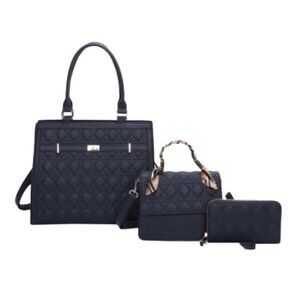 NAVY 3 IN 1 SET Fashion Satchel Bag with Mini Bag and Wallet Set